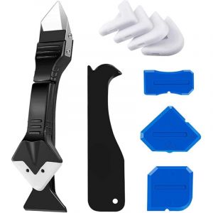 3 en 1 Kit de Calfeutrage en Silicone, Outils de L'enl&egrave;ve Joint, kit de Lisseur de joints Silicone avec T&ecirc;te en Acier Inoxydable, pour &Eacute;vier de