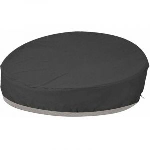 Housse Lit De Jardin Rond Housse De Protection Canapé Lit Rond Coupe-Vent Résistant Aux UV 210D Oxford Bâche en Tissu pour Meubles De Jardin, Noir