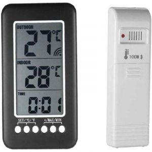 Thermom&egrave;tre sans fil int&eacute;rieur/ext&eacute;rieur, horloge 2 en 1, thermom&egrave;tre LCD &deg;C/&deg;F, thermom&egrave;tre num&eacute;rique int&eacute;rieur/ext&eacute;rieur, horloge, mesure de