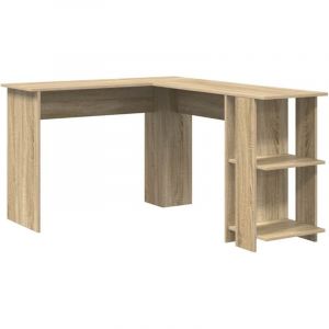 Bureau，Table de travail，Table d'&eacute;tude d'angle avec rangement Ch&ecirc;ne sonoma 140 x 113.5 x 75 cm CFW48534