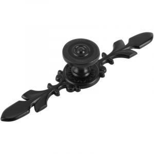 Poign&eacute;e Style Vintage Retour De Plaque Lot De 4 Noires Avec Vis Pour Porte Meuble Tiroir Armoire Penderie Commode Design Classique