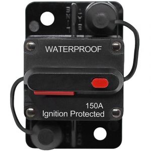 Disjoncteur de Voiture 30A - 150A, DC 12V - 48V Disjoncteur &Eacute;tanche avec R&eacute;initialisation Manuelle pour Moteur Auto Voiture Marine Bateau V&eacute;lo St&eacute;r&eacute;o