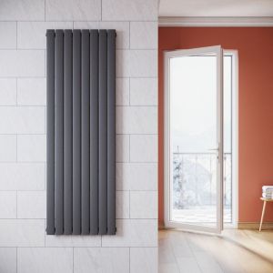 Sonni - Radiateur eau chaude en acier Conception murale Vertical Tube plat Radiateur chauffage central 1800x542mm Panneau Unique Anthracite (938W)