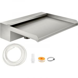 Lame deEau Piscine Acier Inoxydable Fontaine Chute deEau 30 cm Cascade Fontaine Rectangulaire Lame Cascade avec Connecteur Tuyau Collier de Serrage