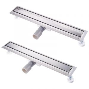Caniveau de Douche Italienne 60cm Acier Inoxydable Caniveau de Sol à l'italienne Grille Pour caniveau - Siphon de canal de douche avec pare-odeur et