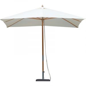 Parasol carr&eacute; 3x3 m&egrave;tres avec structure en bambou et toile de couverture Ecr&ugrave; - Fabriano