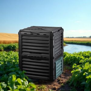 Composteur de jardin 300 L en plastique robuste &ndash; Bac &agrave; compost pour d&eacute;chets organiques