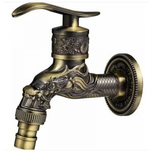 Robinet Mural RéTro en Laiton, Robinet Exterieur Jardin G1/2', Robinet en Laiton Antique, Robinet Mural Vintage, Antique Cuivre Dragon Sculpté