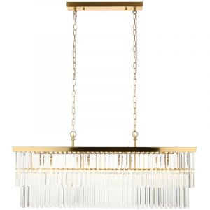 Endon Conaston Plafonnier suspendu de bar en laiton vieilli brossé et verre transparent 4x E14