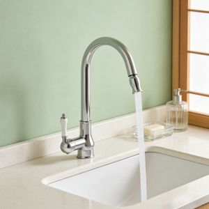 Robinet de cuisine r&eacute;tro vintage, mitigeur monocommande extractible &agrave; 360&deg;, robinet avec douchette extractible, robinet extractible, robinet d'&eacute;vier