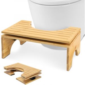 Tabouret de toilette en bambou, marchepied WC en bois, tabouret marchepied tabouret de toilette antid&eacute;rapant