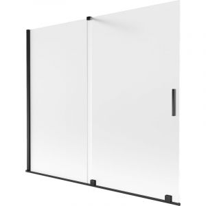 Mexen - Velar paroi de baignoire 2 volets coulissants 180 x 150 cm, givr&eacute;e, noire - 896-180-000-31-70