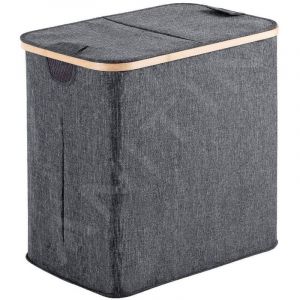 Gedy - Sapho Accessoires de salle de bains Panier &agrave; linge, 51x34x53 cm, gris/bambou 133808