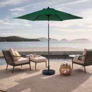 Parasol droit 38cm double face extérieur avec manche courbé, rectangulaire, grand, Vert