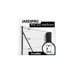 Cloture&jardin - Kit Grillage Soud&eacute; Gris 25M - jardipro - Maille 100x50mm - Triple lisi&egrave;re - 1,50 m&egrave;tre
