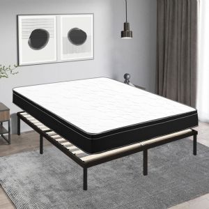 Lit ensemble sommier et matelas 160x200 cm - Matelas 160x200x26cm Mousse - Sommier 160x200cm avec Pieds (Deux colis)