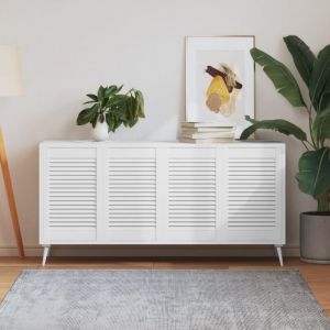 Portes d'armoire &agrave; persiennes 4pcs blanc 61,5x39,4cm pin massif