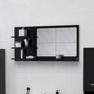 Jinlefu - Miroir de salle de bain Miroir mural - Style baroque Noir 90x10,5x45 cm Aggloméré