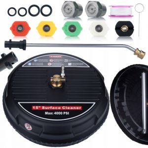 Rosfix JetSet 3 en 1 &ndash; Ensemble pour nettoyeurs haute pression K&auml;rcher Lavor Parkside Brosse T-Racer avec connexion rapide 1/4" Lance courb&eacute;e 34 cm