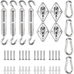 Beijiyi - Kit de Fixation pour Voile d'Ombrage, Accessoires pour Auvent Vis de Tension en Acier Inoxydable Ensemble de Mousqueton avec Vis pour Une