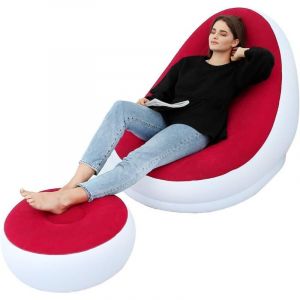 Canap&eacute; Gonflable et Repose-Pieds pour l'ext&eacute;rieur - Pliable(Rouge)