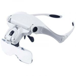Loupe Lunettes avec Éclairage LED - Lunette Loupe avec 2 Lumières LED Frontale Grossissantes Casque Loupe - 1x à 3.5X Zoom Electronique,