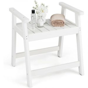 COSTWAY Tabouret Salle de Bain Imperm&eacute;able avec Accoudoirs, Petit Tabouret de Douche Antid&eacute;rapant &Eacute;tanche, Chaise Banc Salle de Bain Si&egrave;ge de Douche