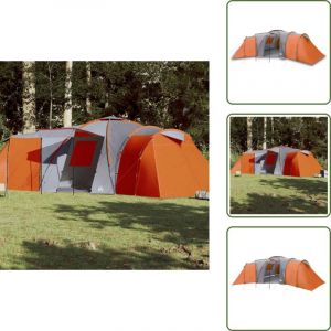 Tente familiale &agrave; d&ocirc;me 12 personnes gris et orange imperm&eacute;able - Tente Famille - Tente Camping - Tente Imperm&eacute;able - Tente D&ocirc;me - Tente Grande