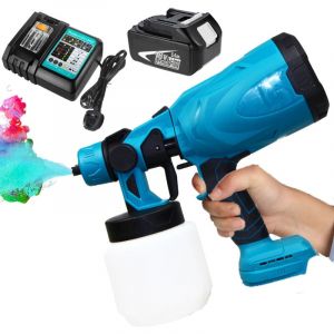 Pulvérisateur de peinture sans fil HVLP Pistolet de pulvérisation électrique 550 W Pistolet à peinture de clôture à main ， + Batterie 5,5 A +