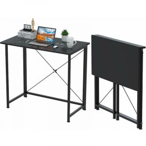 Vuszr - Table de Bureau Pliante, Bureau d'Ordinateur 80x45x75cm, Petit Table d'Ordinateur Bureau Pliable, Cadre en Métal, Bureau Pliant pour Étudier,