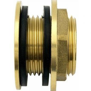 Travers&eacute;e de Paroi en Laiton de 3/4 Pouce (20/27) de Haute Qualit&eacute; Inoxydable + 2x Joints en Caoutchouc Gratuits, Travers&eacute;e Cloison Pour Robinets