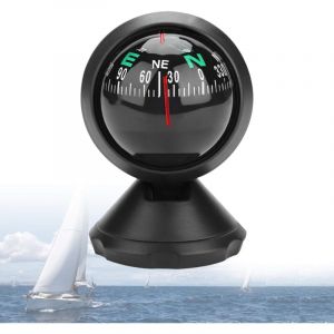 1PCS Boussole de Bateau, Boussole de Voiture Tableau de Bord Boussole d'exploration de Navigation numérique, Boussole Marine Noire adaptée à la