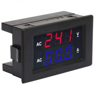 AC 100-300V Voltm&egrave;tre 0-10A Amp&egrave;rem&egrave;tre avec Affichage num&eacute;rique &agrave; LED (Rouge + bleu)