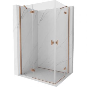 Mexen - Mist h Duo cabine de douche pliante 85 x 70 cm, transparent, cuivre bross&eacute; - 8A5-085L-070P-65-00
