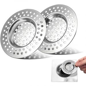 2 Pcs Filtre &eacute;vier Cuisine, Tamis lavabo en inox, Filtre Cheveux Douche, Filtre de Vidange pour &eacute;vier, Grille Evier Cuisine, Accessoire Drain Lavabo