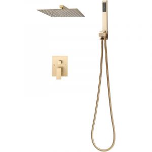 Mophorn Ensemble de robinetterie de douche encastrable, syst&egrave;me de douche pluie avec pommeau carr&eacute; de 25,4 cm, douchette &agrave; main et kit de montage