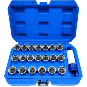 Lifcausal - Lot de 21 clés à douille antivol pour écrou de roue de secours, kit de remplacement pour Audi