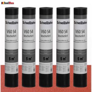 Rouleau de bitume V60 S4 avec armature en voile de verre ardois&eacute; ROUGE 25m&sup2; Feutre de toiture.