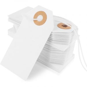 Lot de 100 &eacute;tiquettes avec fil blanc, etiquette cadeau brocante carehabi etiquette krafts avec ficelle trou renforc&eacute;, &Eacute;tiquette Prix pour V&ecirc;tements