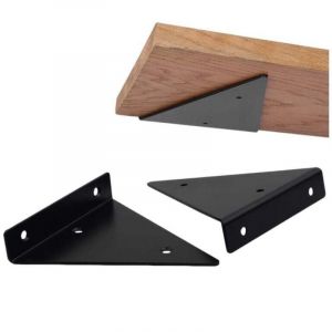 Etagere Murale Fixation Invisible 17cm, 2 Pièces Triangle équerre étagère Support Invisible Etagere Support d'étagère Invisible en Métal- Noir Avec