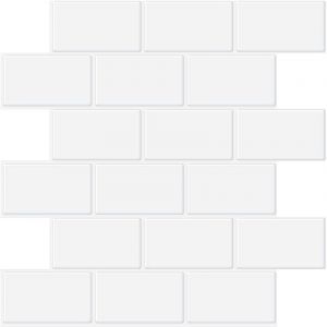 Cr&eacute;dence adh&eacute;sive pour cuisine et salle de bain, carrelage adh&eacute;sif imitation carrelage blanc, carrelage mural adh&eacute;sif imperm&eacute;able en PVC 3D Metro, 4