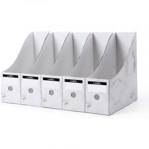 5 Pcs Porte-revues, Fichier Bo&icirc;te Range-revue pour Rangement Organisateur Document Papier A4 Magazine Livre de Bureau &Eacute;cole Maison (Blanc)