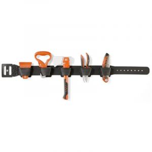 Husqvarna &ndash; Ceinture porte-outils pour enfants &ndash; Mat&eacute;riau plastique durable &ndash; Outils inclus : hache, ciseaux, scie pliante &ndash; Ceinture r&eacute;glable