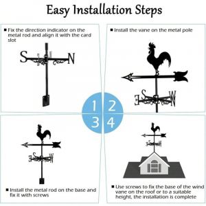 Girouette verticale en forme de coq, d&eacute;coration de cour ext&eacute;rieure en fer, d&eacute;coration de pavillon de jardin de cour de ferme