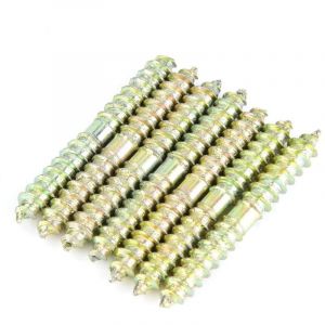 Sollbry - 10 pièces M6 40mm vis à cheville en fer vis à Double extrémité zingage vis à filetage autotaraudeuse bois à bois vis à cheville connexion