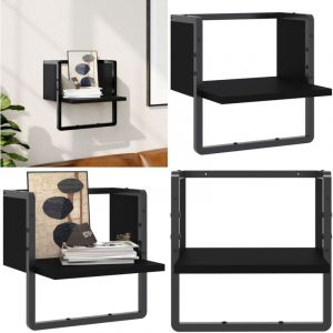 Vidaxl - tag&egrave;re murale avec barre noir 30x25x30 cm - &Eacute;tag&egrave;re Murale - &Eacute;tag&egrave;re Flottante - Rangement Mural - D&eacute;coration Murale - Meuble Design - Home