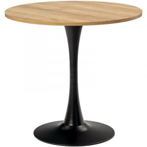 Meubles Cosy - Table Salle à Manger Ronde Vintage 2-4 Personnes pour Salon Cuisine Bureau, en Bois d'ingénierie et Métal, Chêne + Noir, 80x80x75cm
