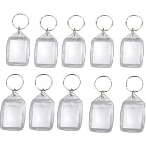 10X Porte-Clés Vide En Plastique Acrylique Transparent Insérer Porte-Clé Photo Passeport
