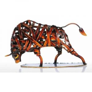 Tissage Taureau Sculpture en Métal Fer Fait Main Objet Decoration Maison Salon Statue Industriel Moderne Statuette Decoratif Design Cadeaux pour la