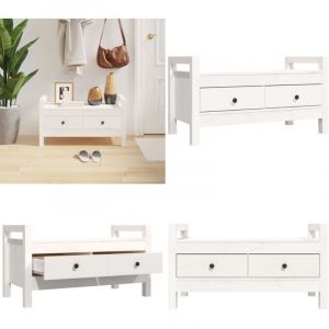 Vidaxl - Banc d'entrée Blanc 80x40x43 cm Bois de pin massif - Banc D'entrée - Banc Coffre - Meuble D'entrée - Rangement Intérieur - Banc Design